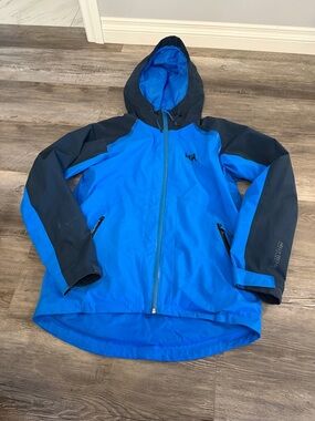 Helly Hansen Bright Blue and Navy Hooded Waterproof Jacket